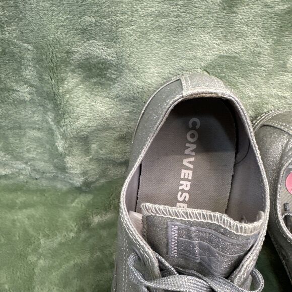 Converse Chuck Taylor All Star Sneakers Silver Glitter M7/W9 Shoe Glitzy Wedding - Picture 8 of 9
